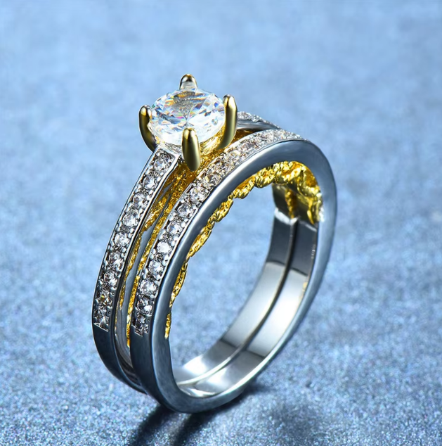 Golden Radiance Zircon Engagement Ring