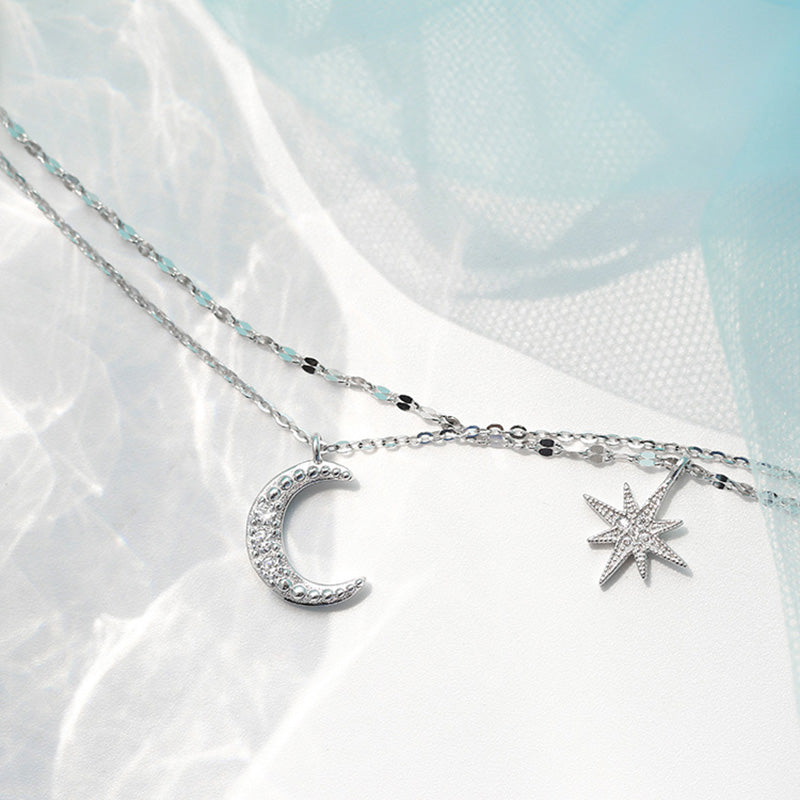 Celestial Elegance Moon & Stars Necklace