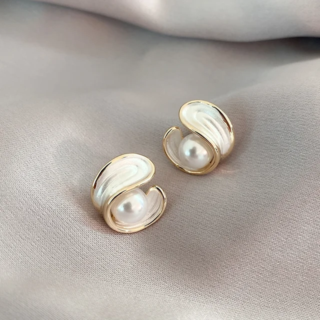 Exquisite White Opal & Pearl Earrings in Gold