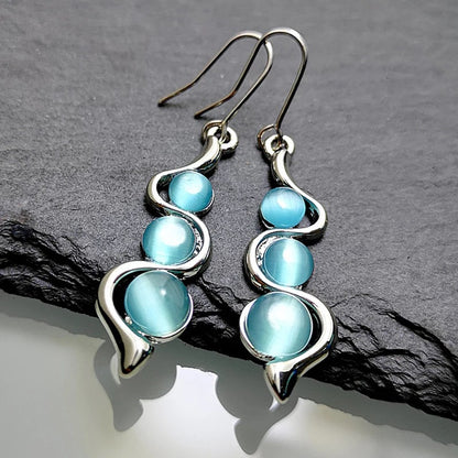 Opal Elegance Cat Eye Earrings