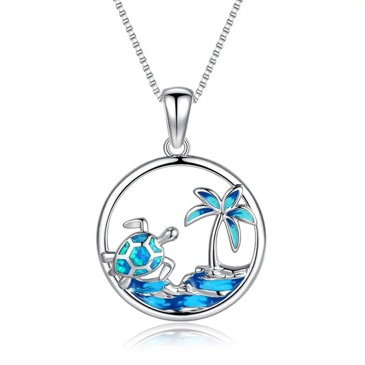 Ocean Wave Sea Turtle Necklace