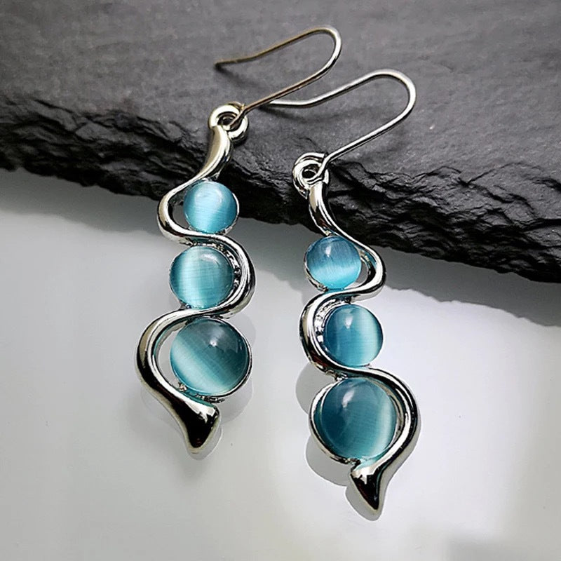 Opal Elegance Cat Eye Earrings