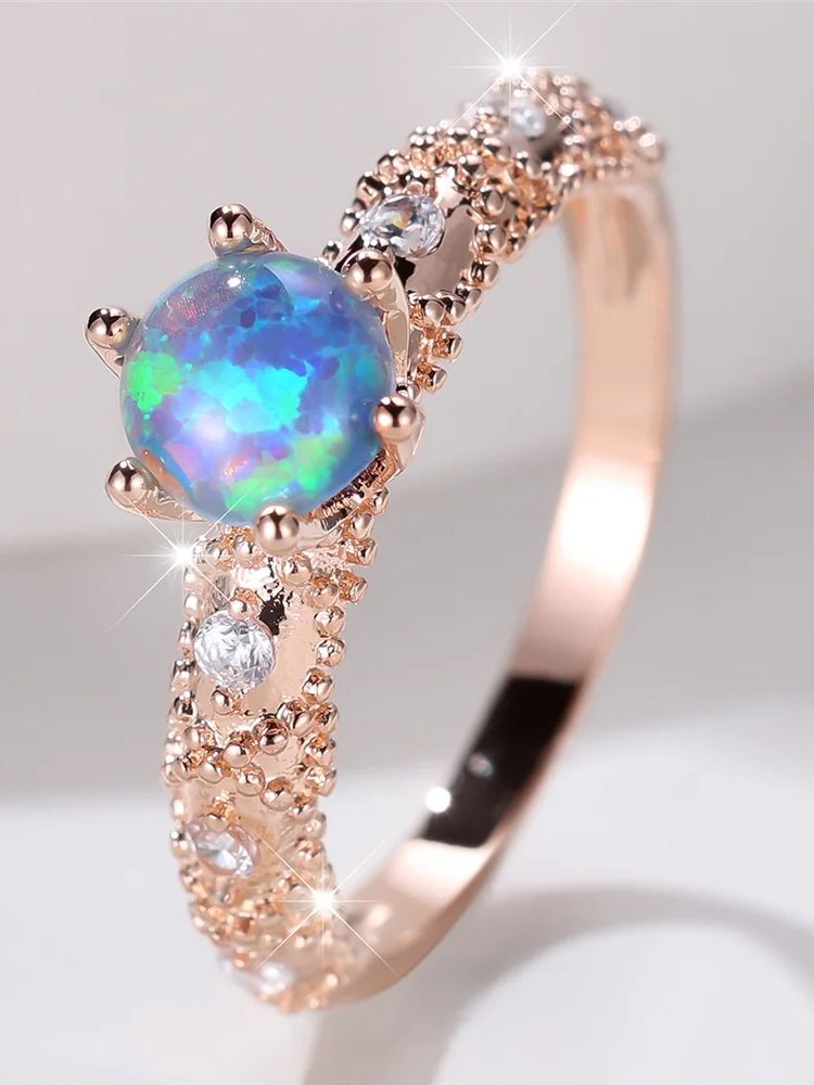 Blue Opal Heritage Ring