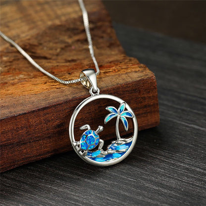 Ocean Wave Sea Turtle Necklace