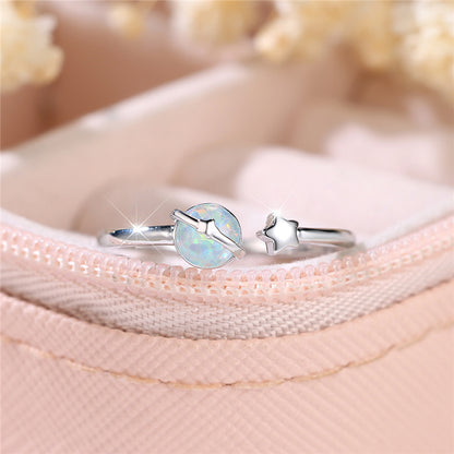 Opal Glow Adjustable Ring