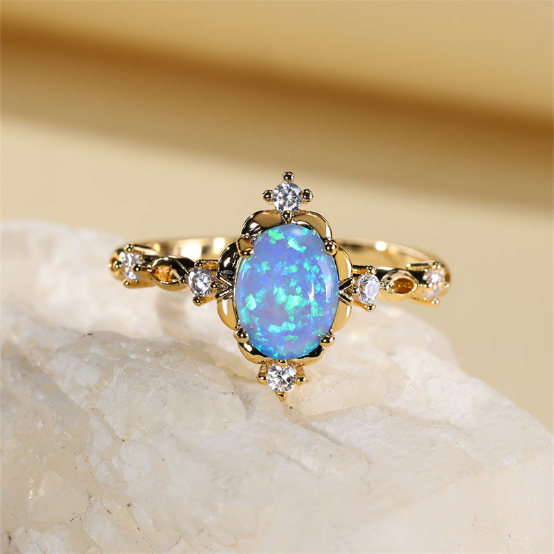 Mystic Blue Fire Opal Ring