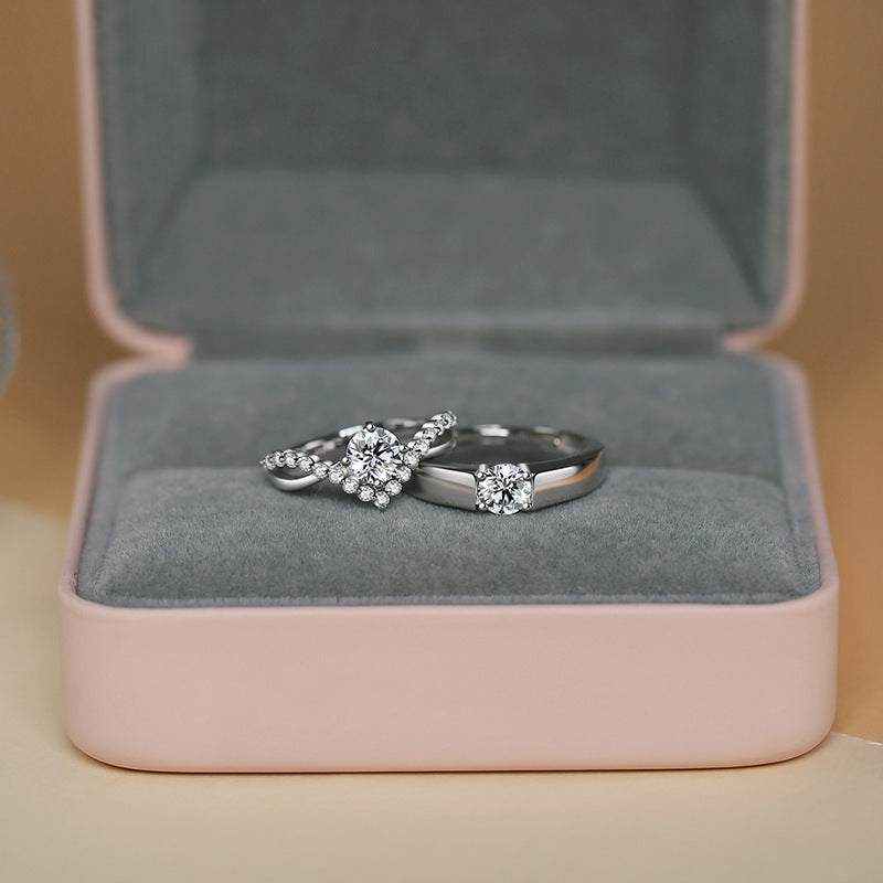 Sterling Silver Crown Couple Ring Set