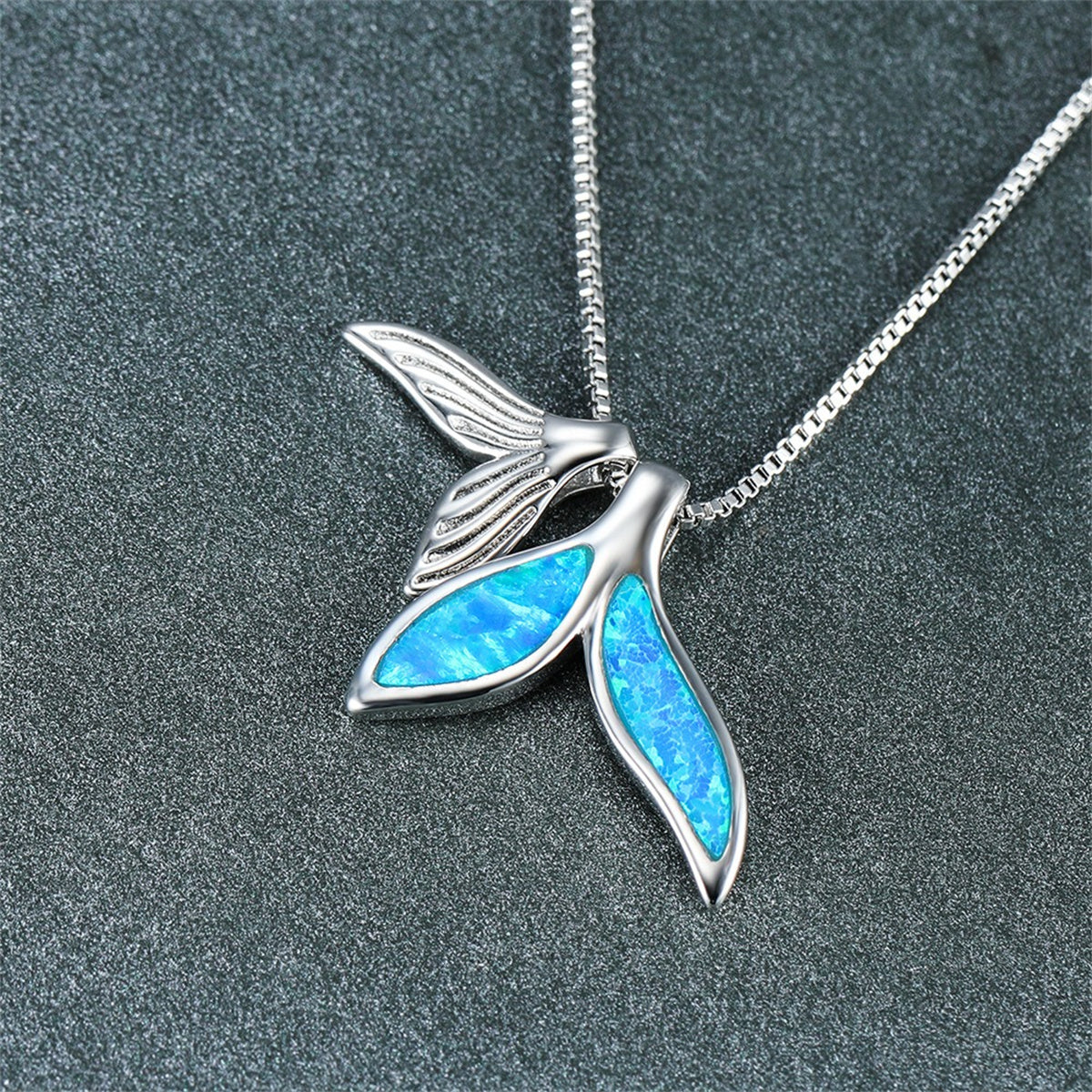 Whale Tail Opal Pendant Necklace