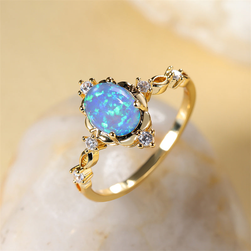 Mystic Blue Fire Opal Ring