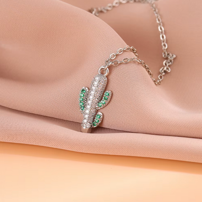 Timeless Resilience Cactus Pendant Necklace