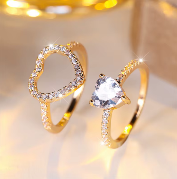 Timeless Heart Zircon Ring Set