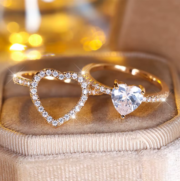 Timeless Heart Zircon Ring Set