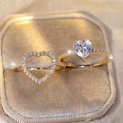 Timeless Heart Zircon Ring Set