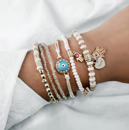 Hamsa Charm Bracelet Set