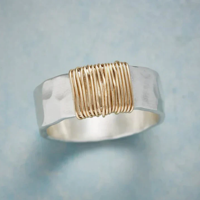 Golden Legacy Geometric Silver Ring