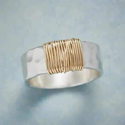 Golden Legacy Geometric Silver Ring