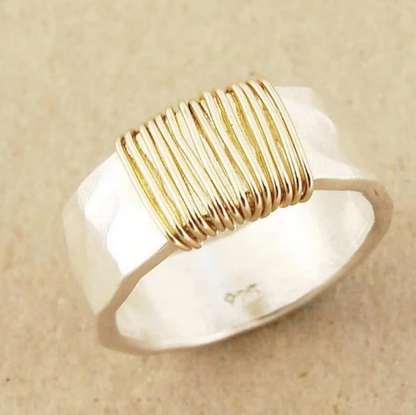 Golden Legacy Geometric Silver Ring