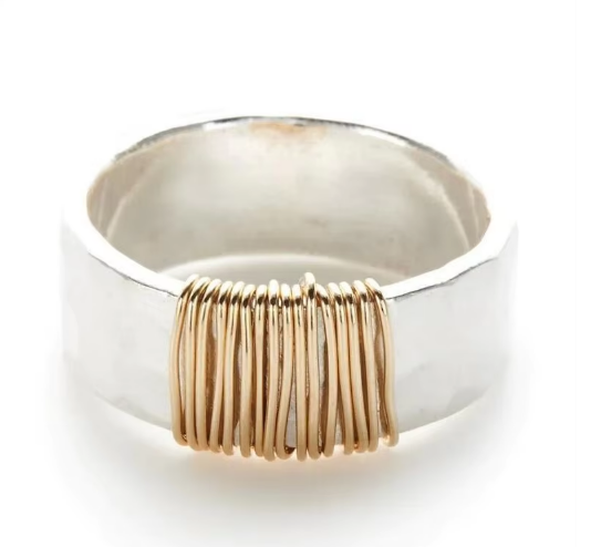 Golden Legacy Geometric Silver Ring