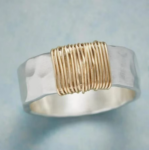 Golden Legacy Geometric Silver Ring