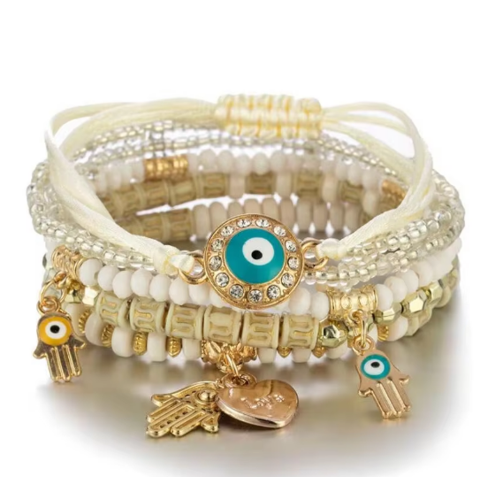 Hamsa Charm Bracelet Set