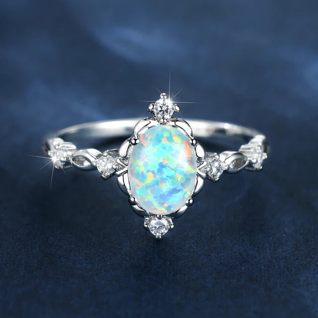 Mystic Blue Fire Opal Ring