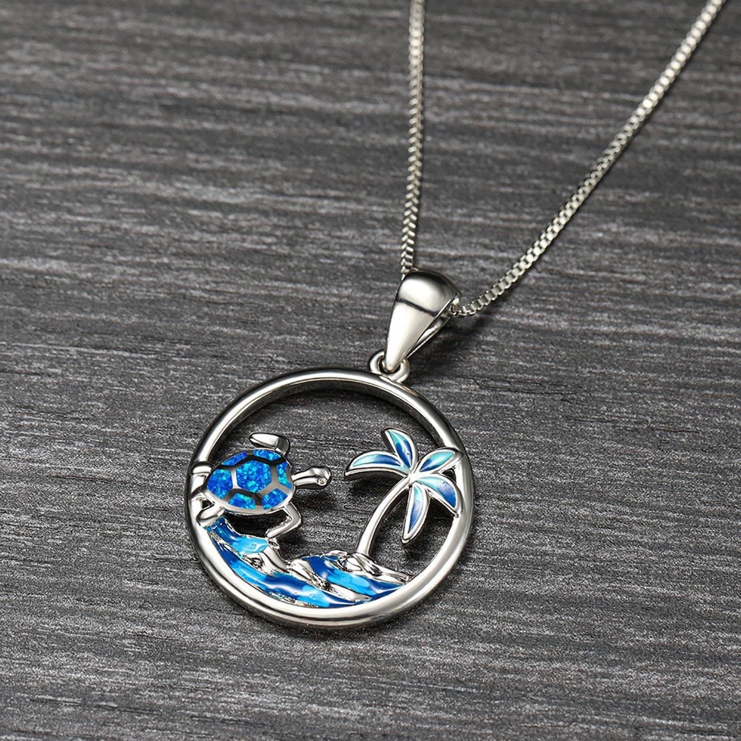 Ocean Wave Sea Turtle Necklace