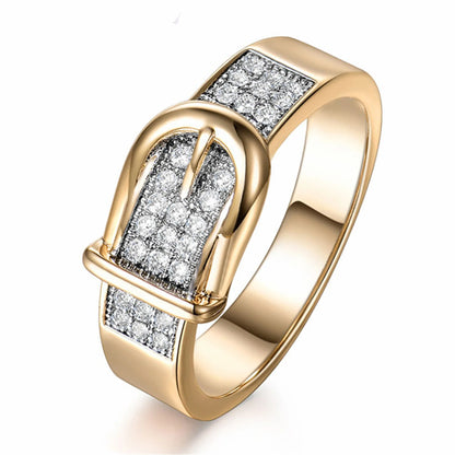 Radiant Zircon Belt Ring in Gold & Silver