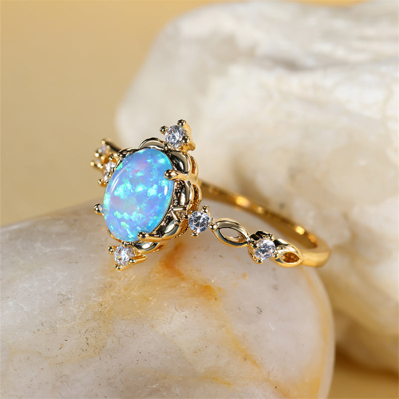 Mystic Blue Fire Opal Ring