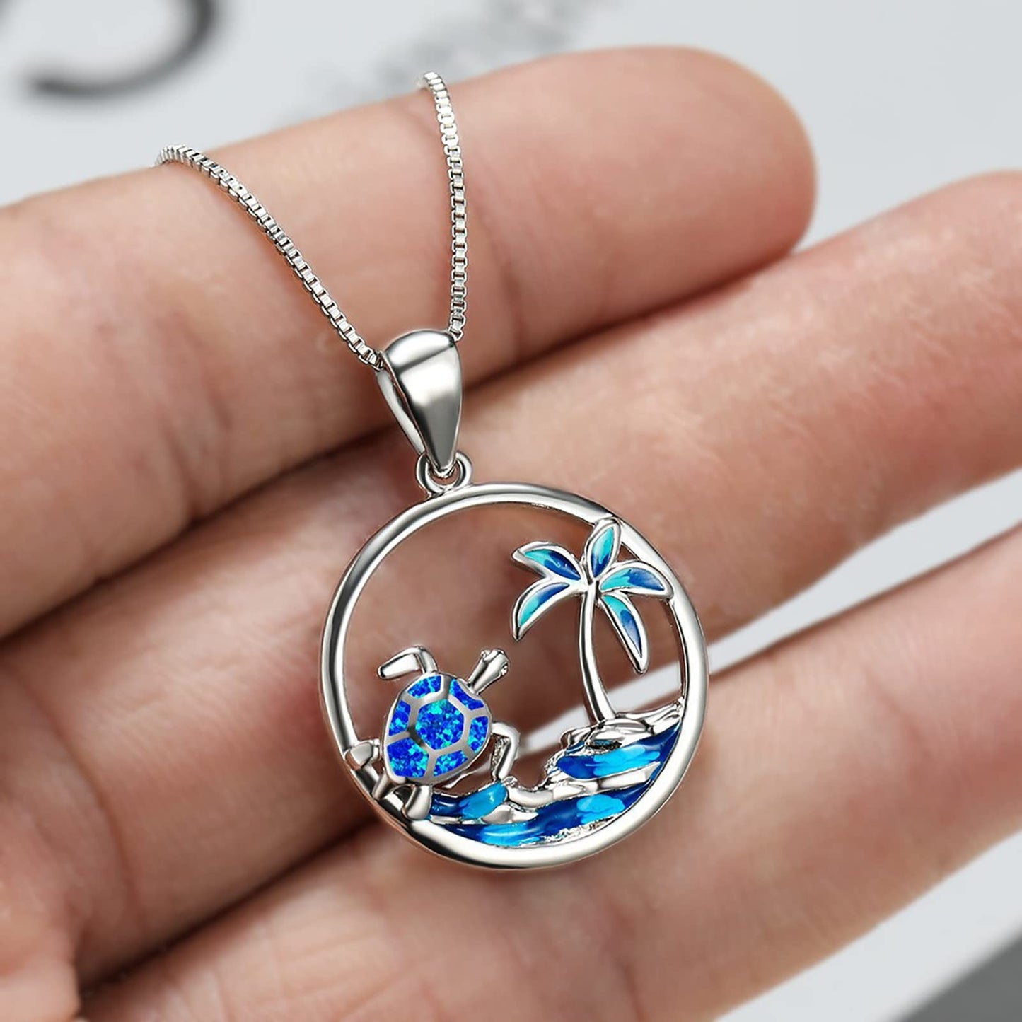 Ocean Wave Sea Turtle Necklace