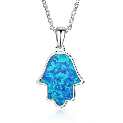 Blue Opal Hamsa Necklace