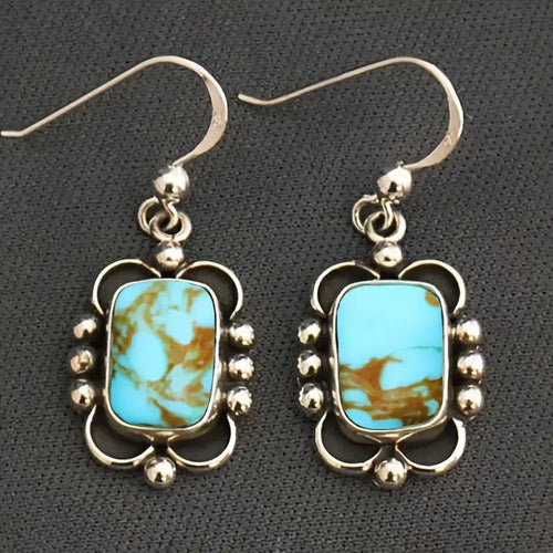 Azure Elegance Square Opal Earrings